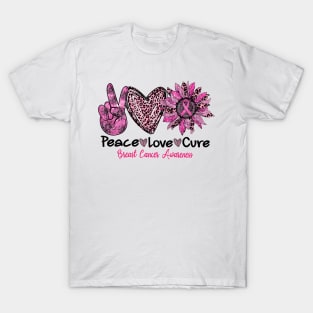 Peace Lover Cure Breast Cancer Awareness T-Shirt